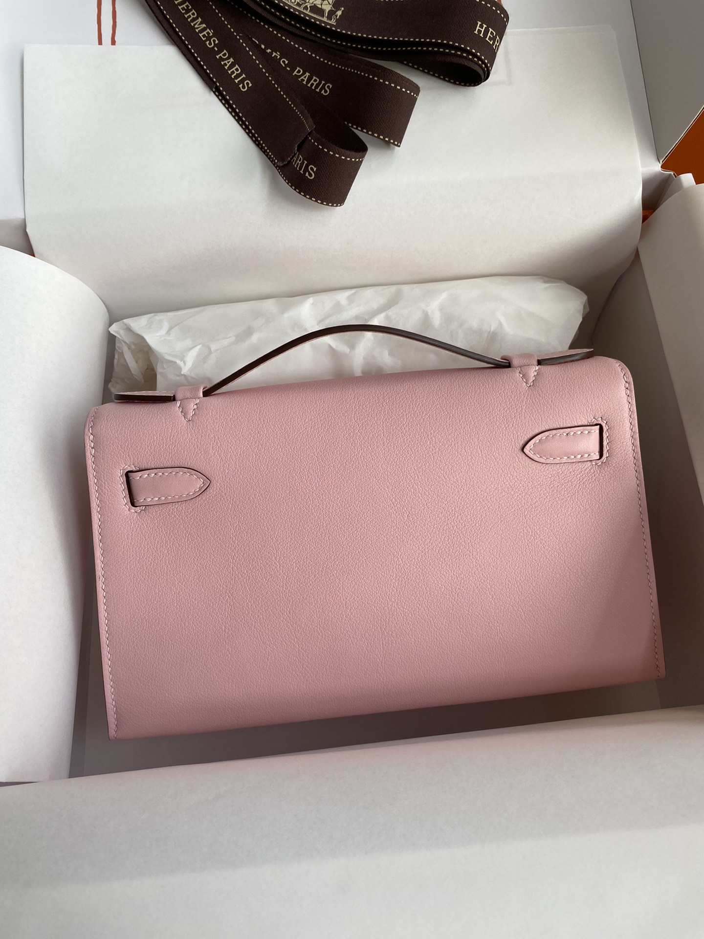 Hermes Mini Kelly Pochette 22cm Bag In Pink Swift Leather